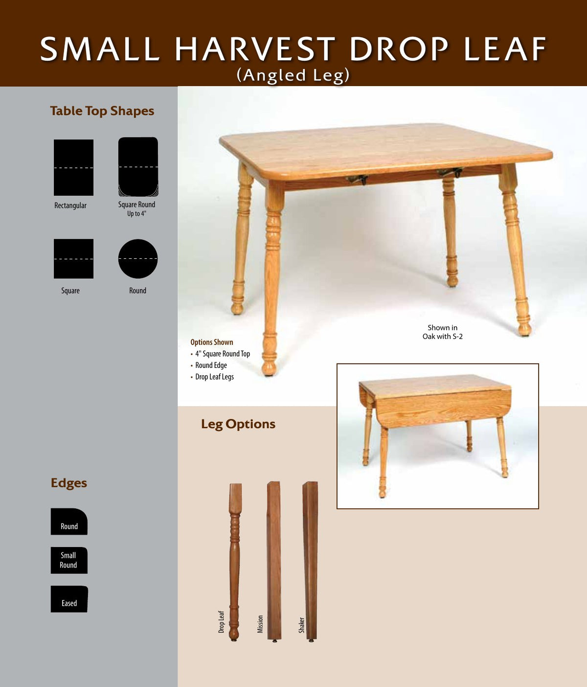 Small Harvest Drop Leaf Table catalog page