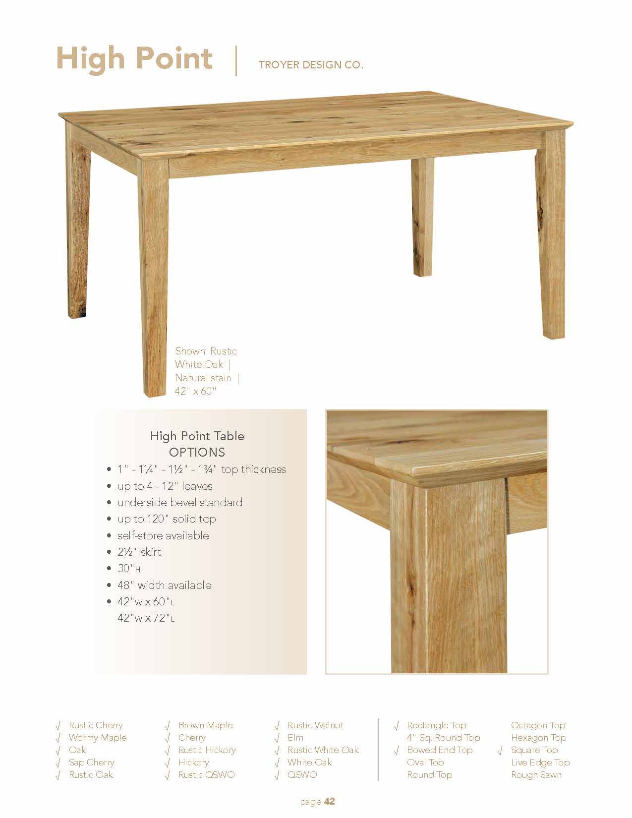High Point Table