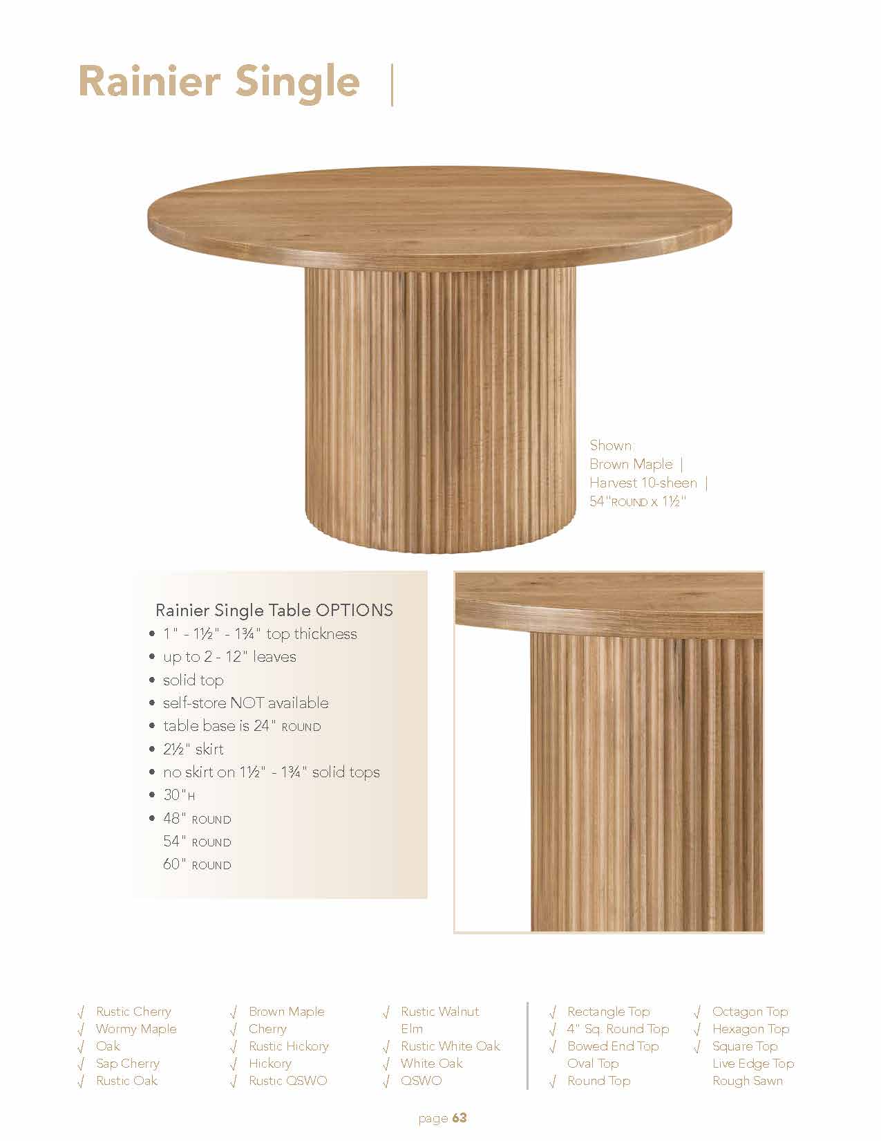Rainier Single Table