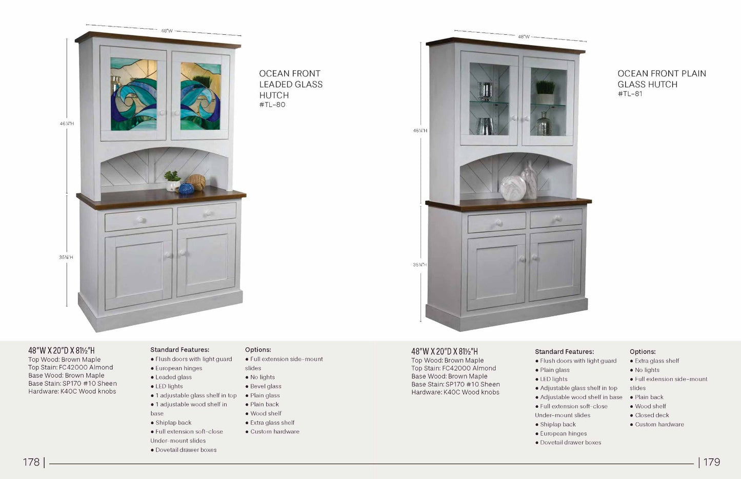 Ocean Front Plain Glass Hutch