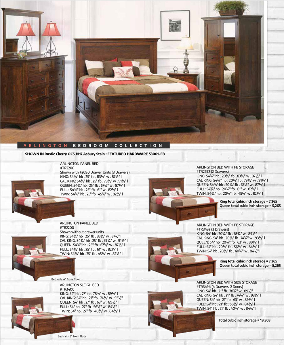 Arlington Bed W/Tr2090 Drawer Unit (6 Drawer)
