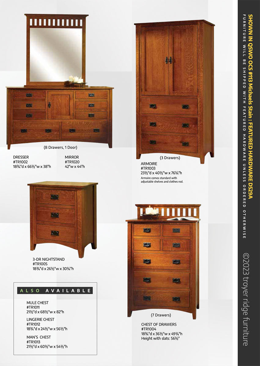 Mission Antique 3 Drawer Chest of Drawers - 36"W