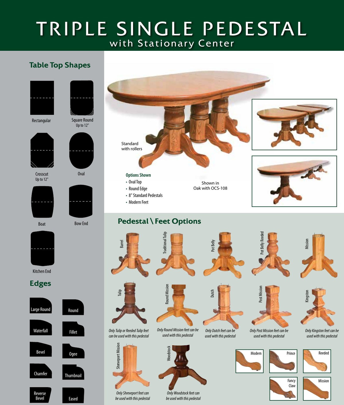 Triple Pedestal Table catalog page