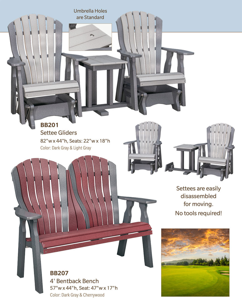 Poly Adirondack 4' Bentback Bench