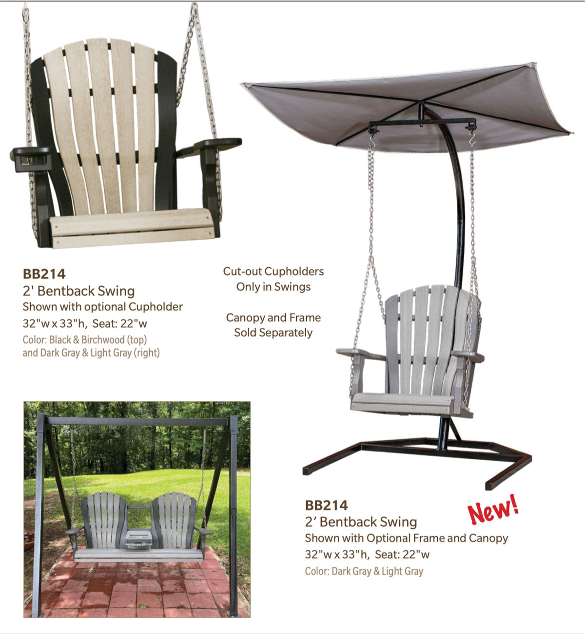 2' Poly Adirondack Bentback Swing