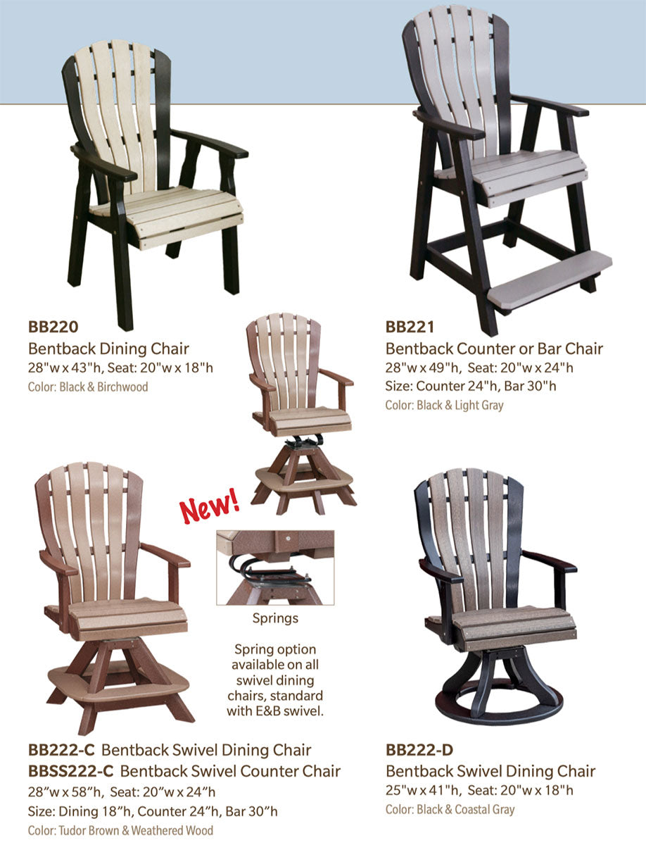 Poly Adirondack Bentback Swivel 30" Bar Height