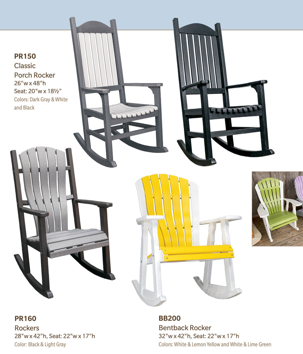Poly Adirondack Bentback Porch Rocker