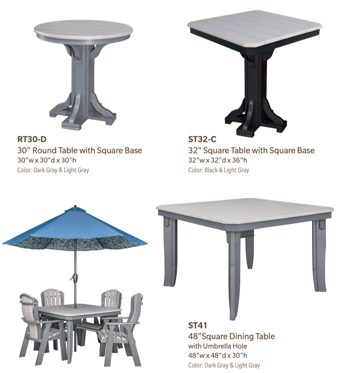 Poly 30" Round Table- Dining Height 30"