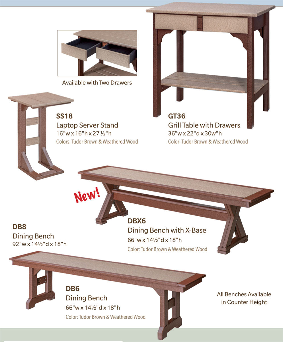 Poly Grill Table with Drawers 30” High
