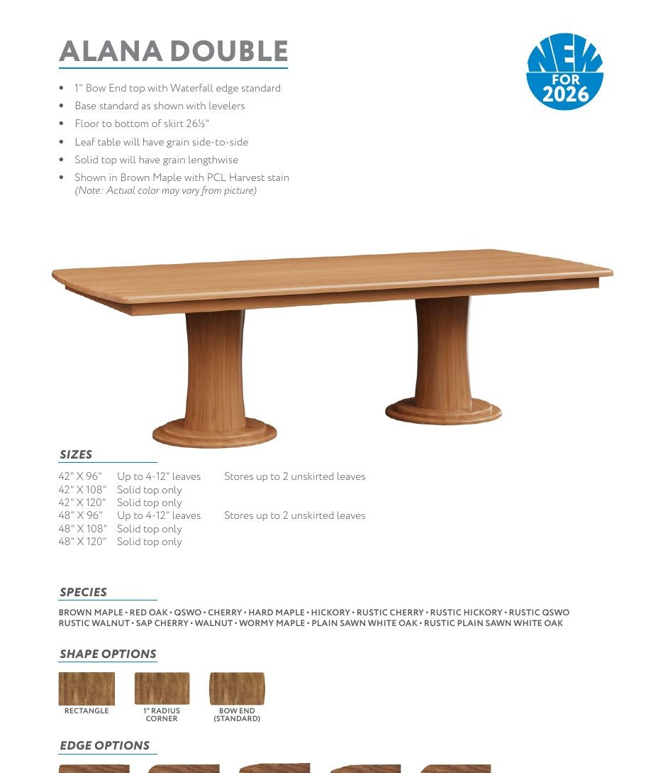 Alana Double Pedestal Table
