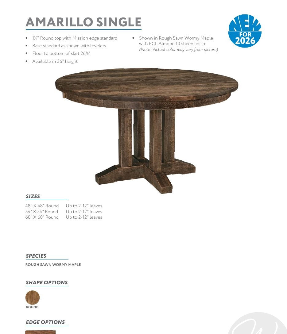 Amarillo Single Pedestal Table