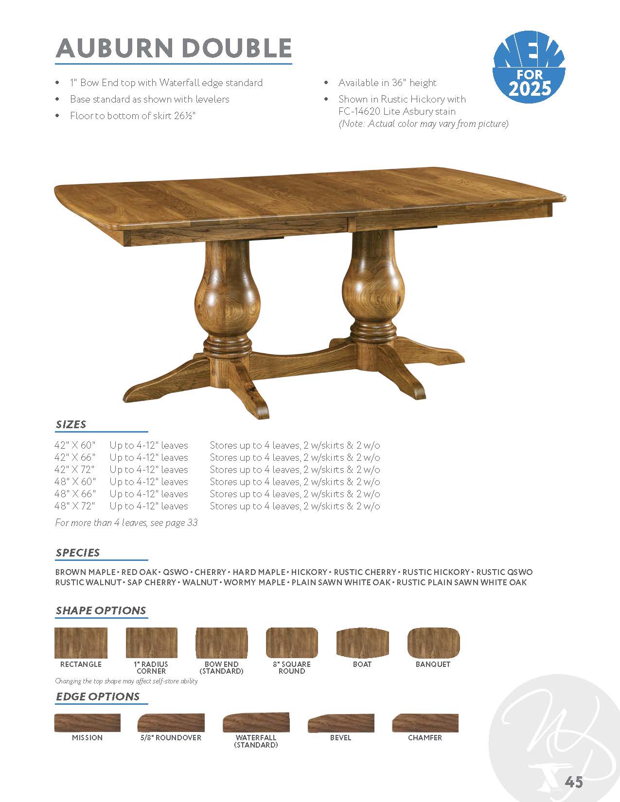 Auburn Double Pedestal Table