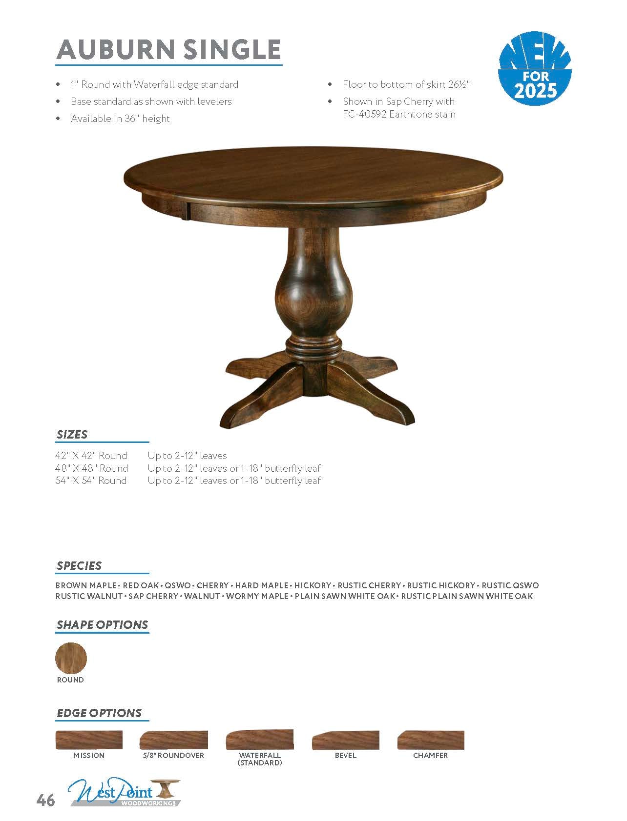 Auburn Single Pedestal Table
