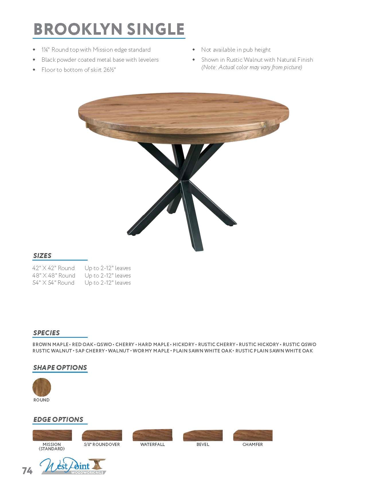 Brooklyn Single Pedestal Table