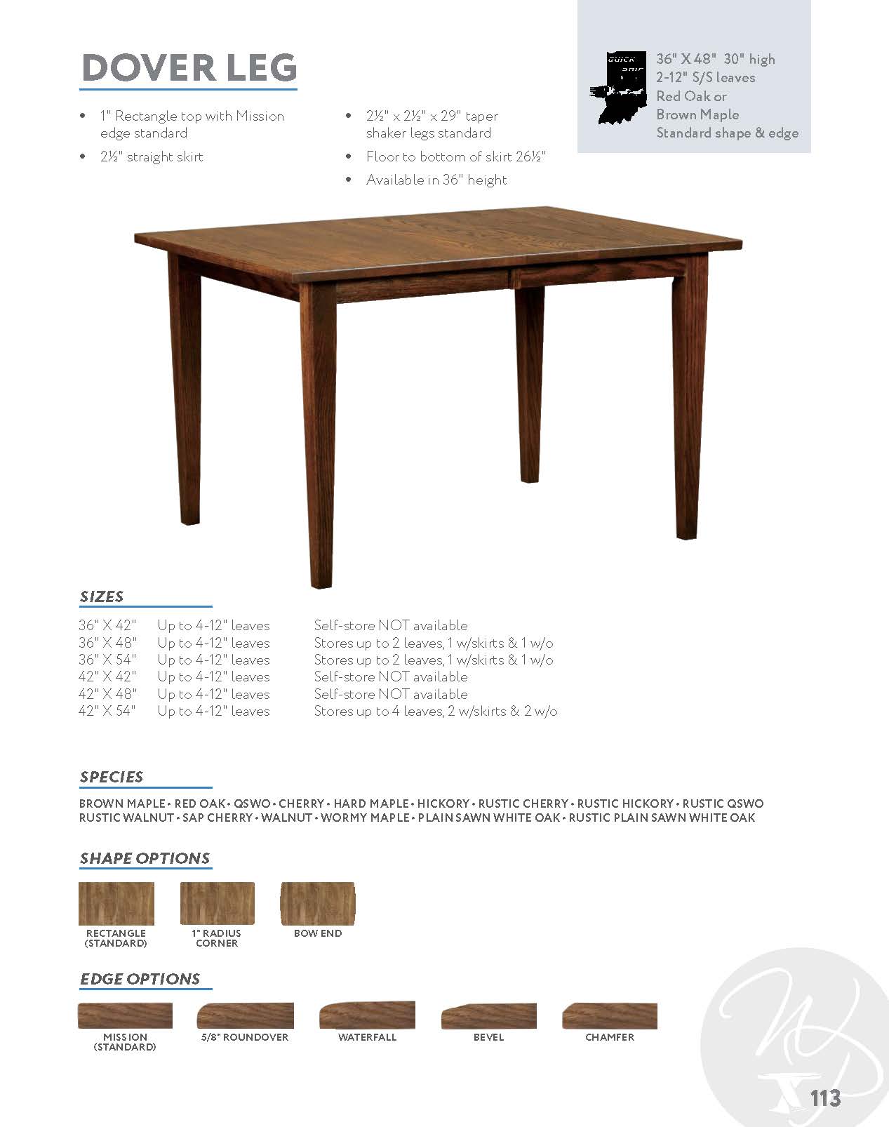 Dover Leg Table