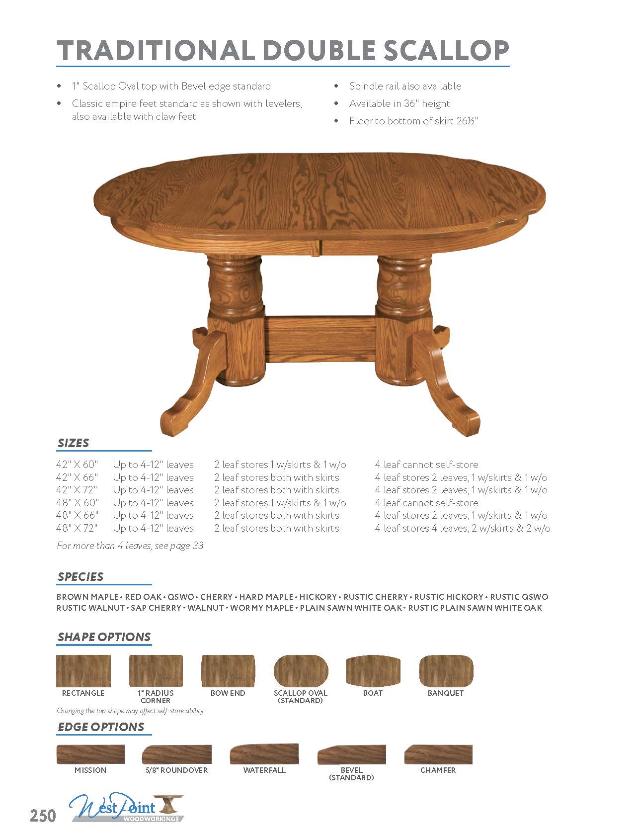 Traditional Double Scallop Table