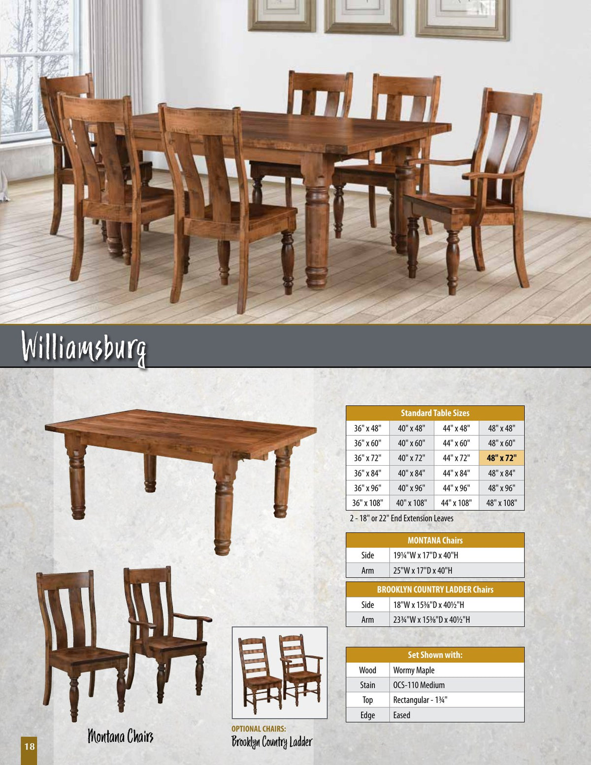 Williamsburg Saw-Marked Farmhouse Table catalog page