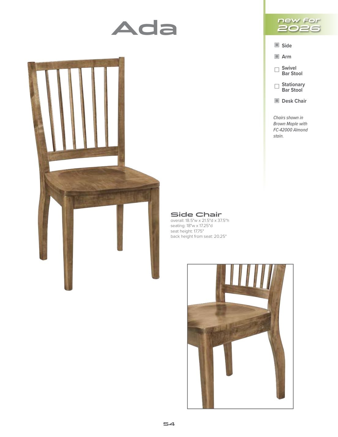 Ada Side Chair catalog page