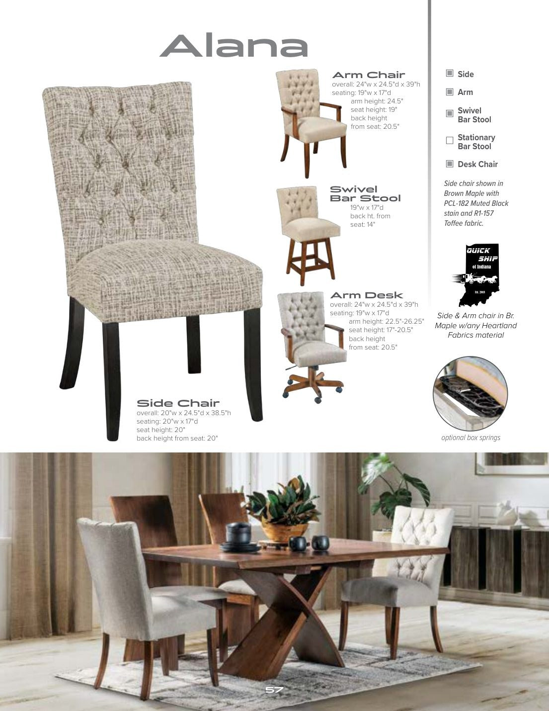 Alana Side Chair catalog page