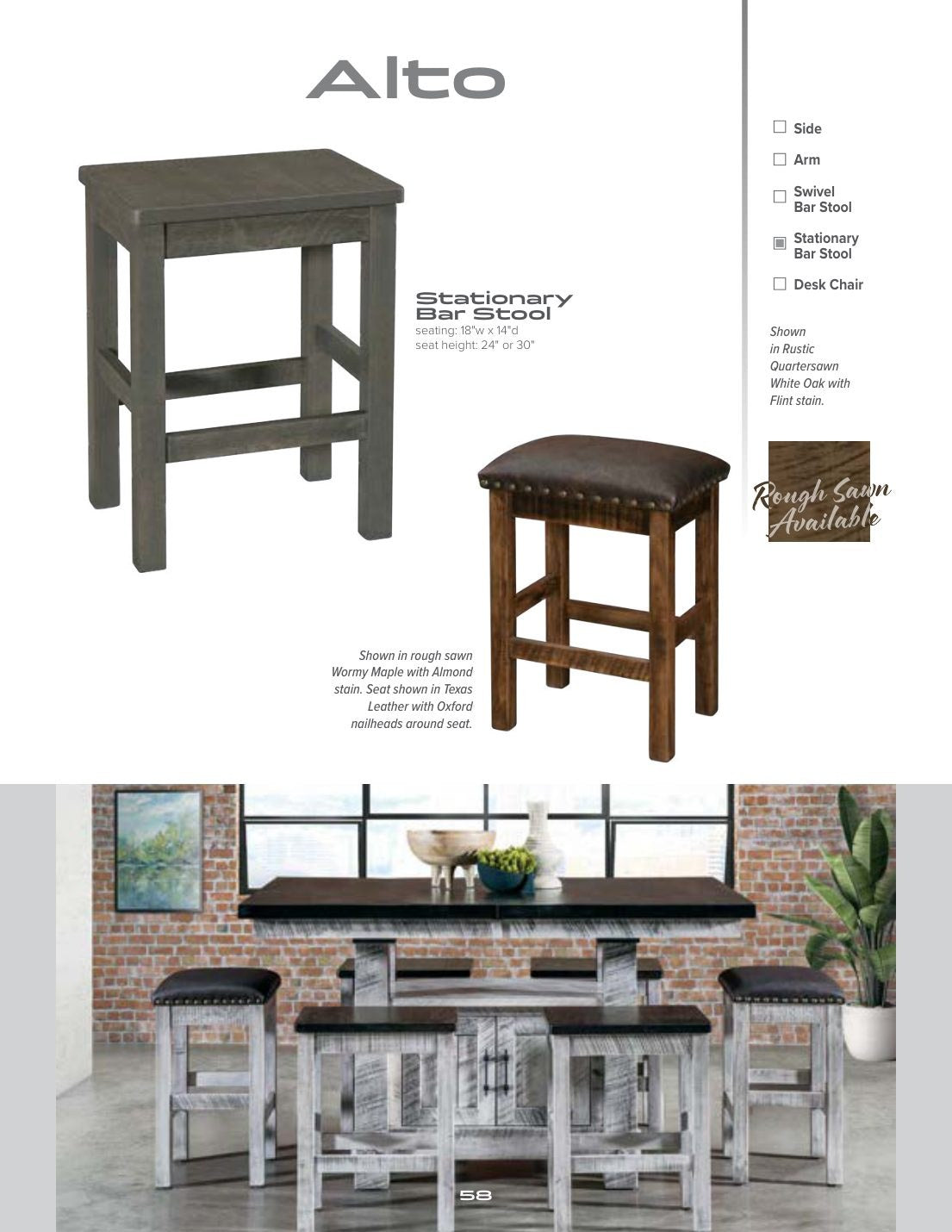 Alto Stationary Bar Stool catalog page