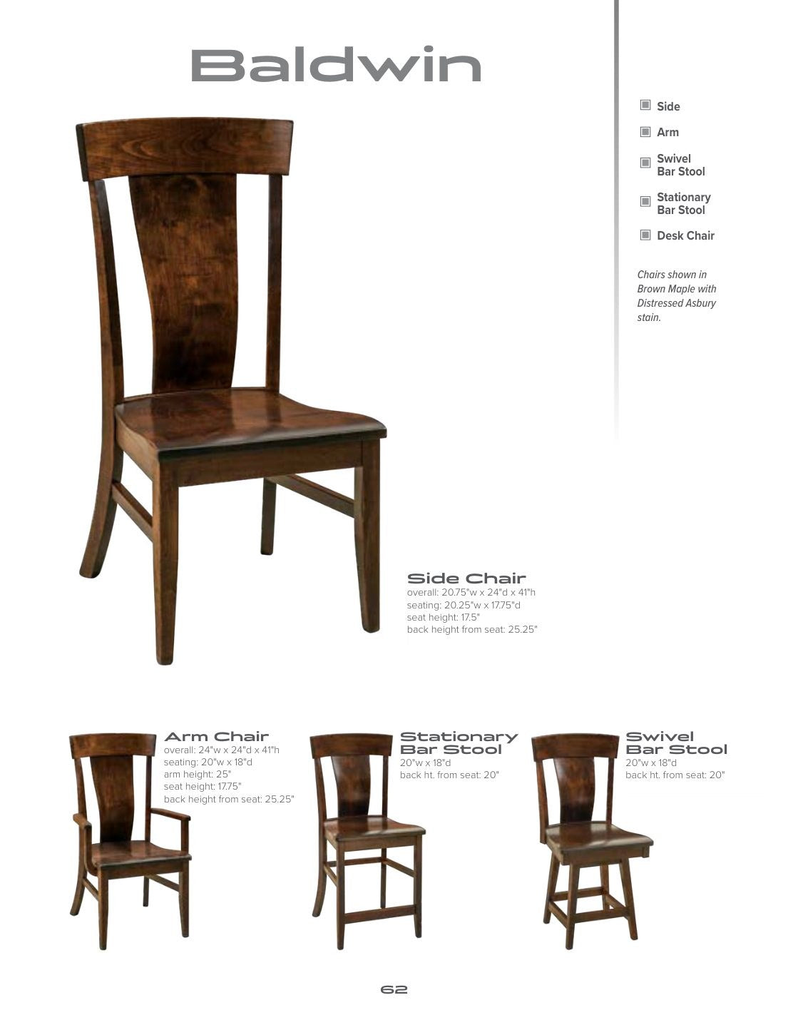 Baldwin Stationary Bar Stool catalog page