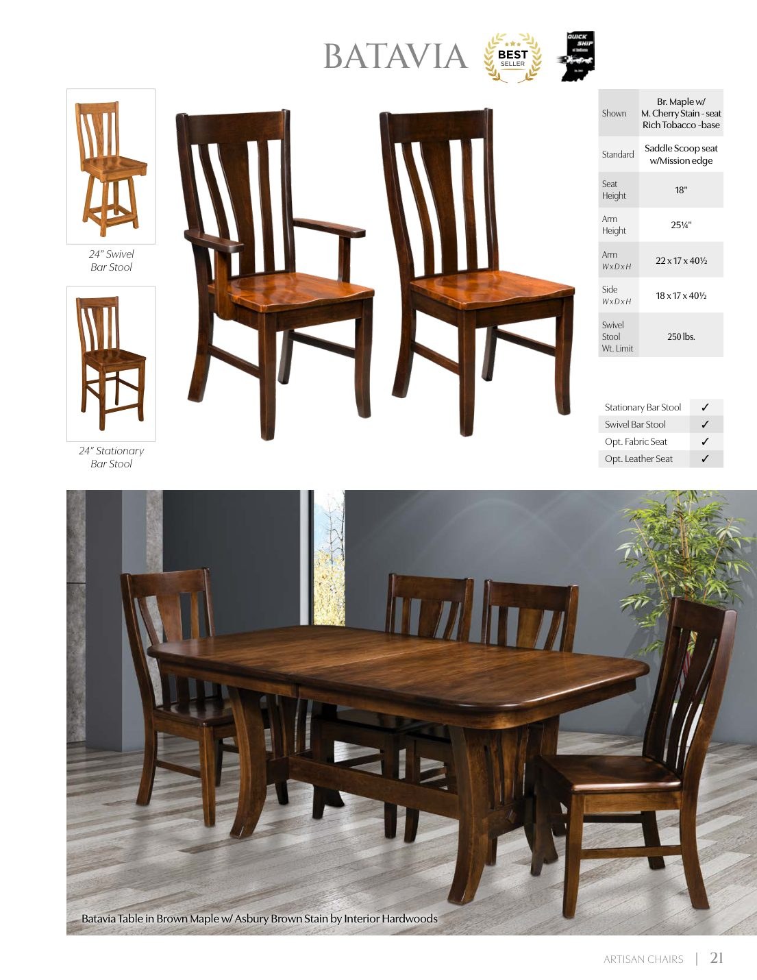 Batavia Swivel Bar Stool catalog page