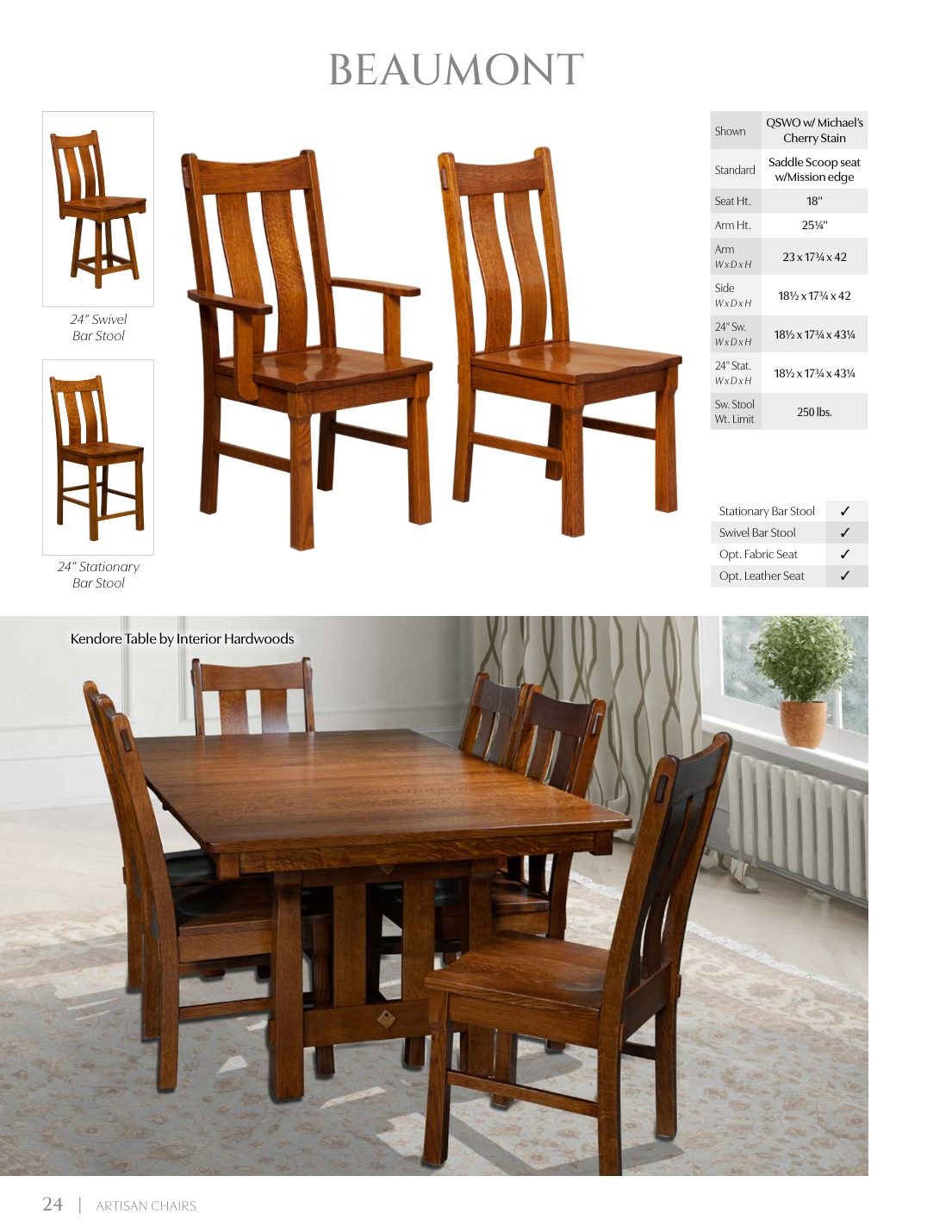 Beaumont Side Chair catalog page