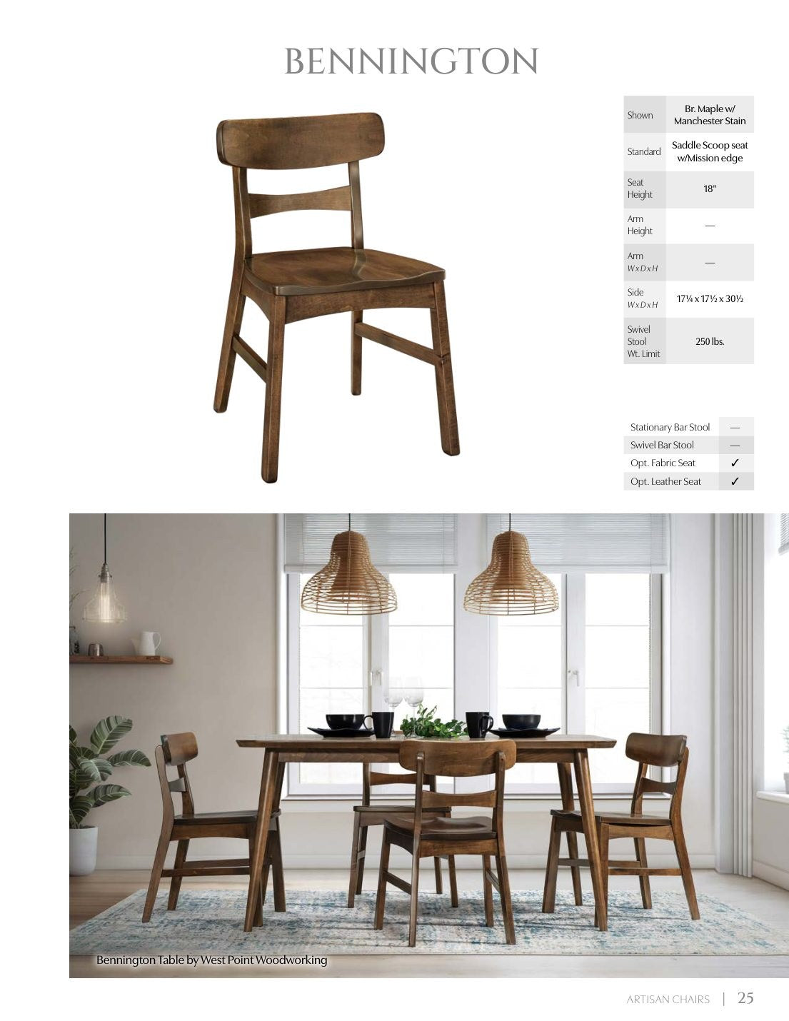 Bennington Side Chair catalog page