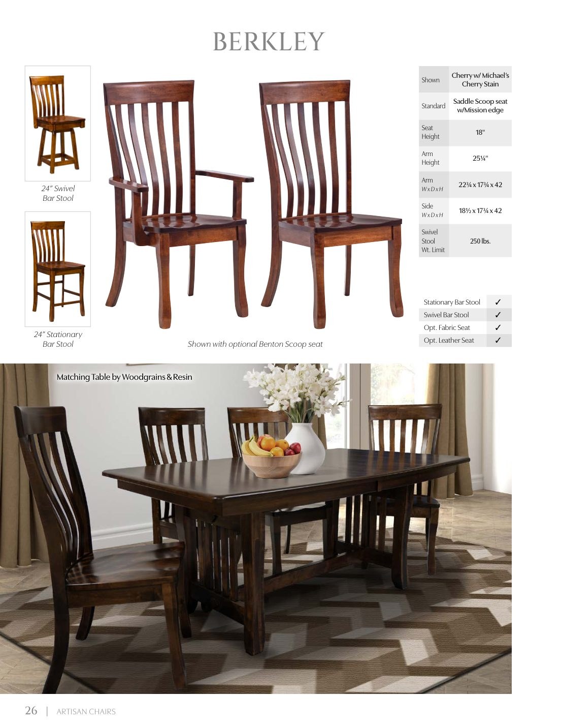 Berkley Arm Chair catalog page