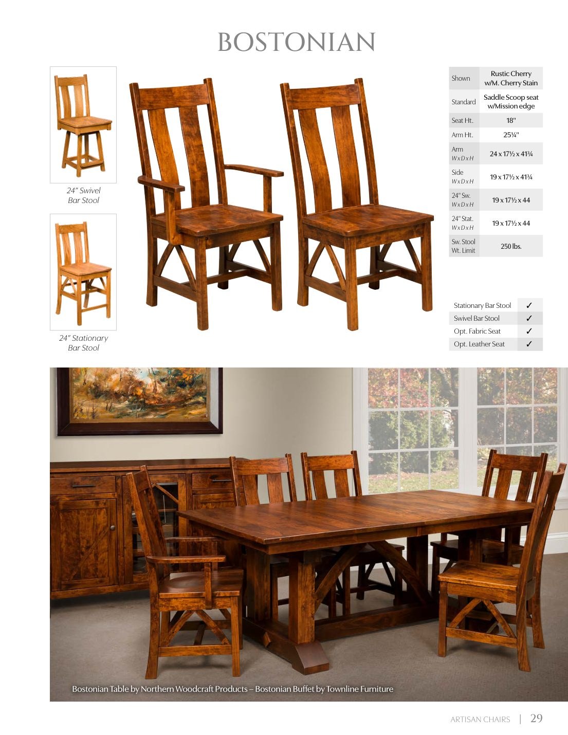 Bostonian Arm Chair catalog page