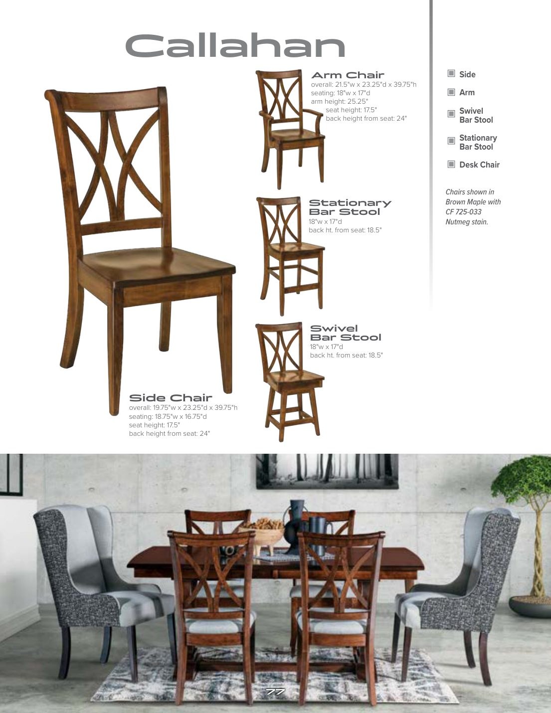 Callahan Arm Chair catalog page