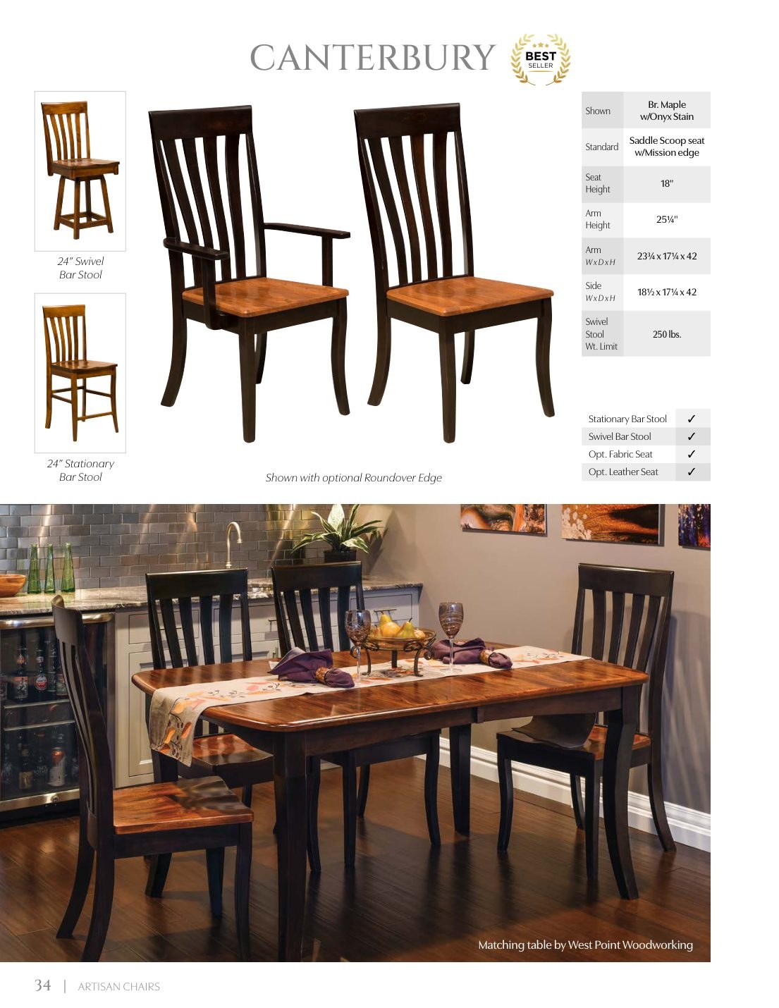 Canterbury Swivel Bar Stool catalog page