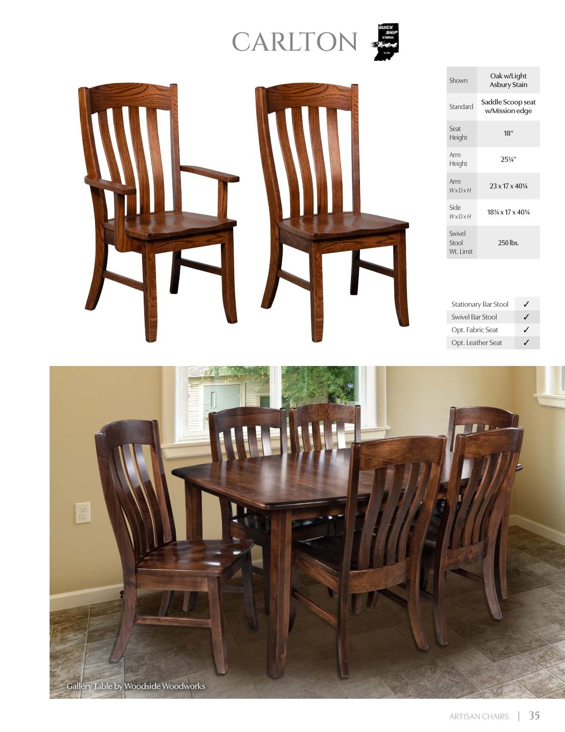 Carlton Arm Chair catalog page