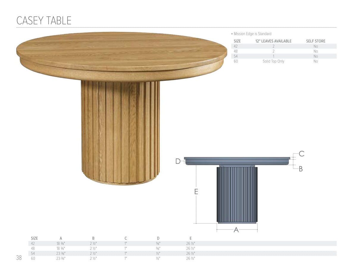 Casey Table catalog page