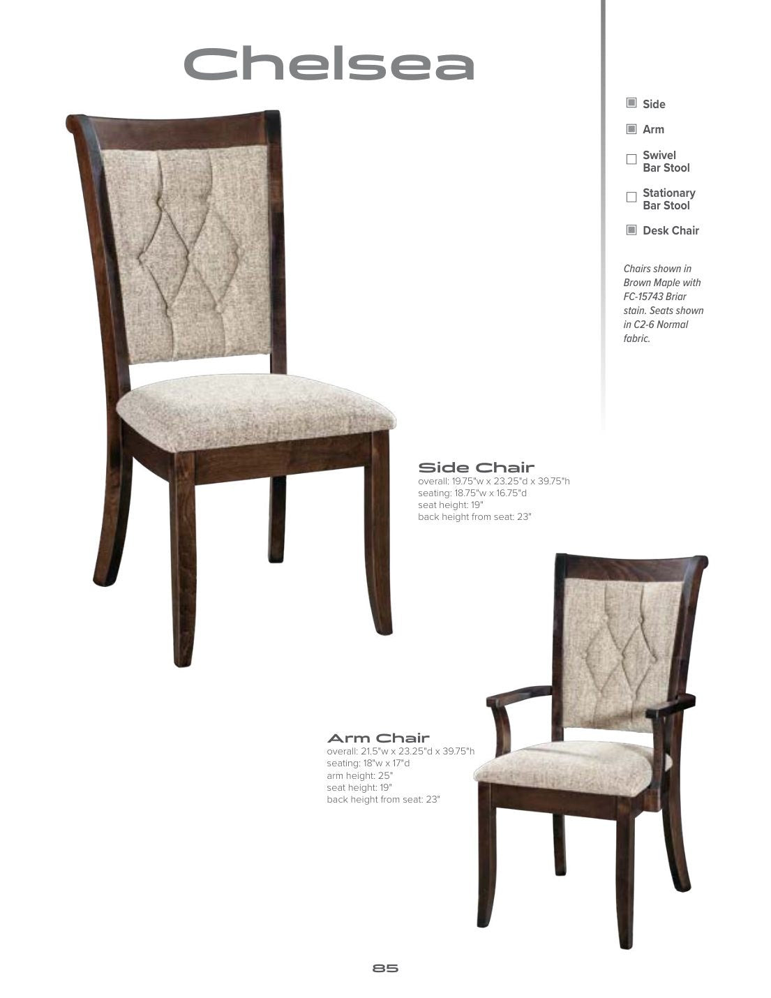 Chelsea Arm Chair catalog page