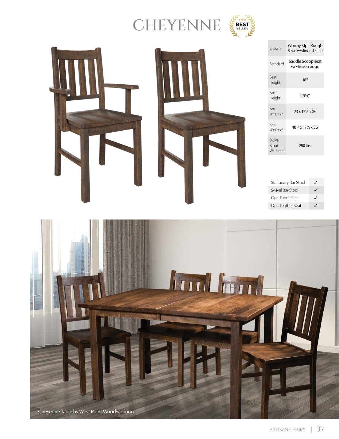 Cheyenne Arm Chair catalog page