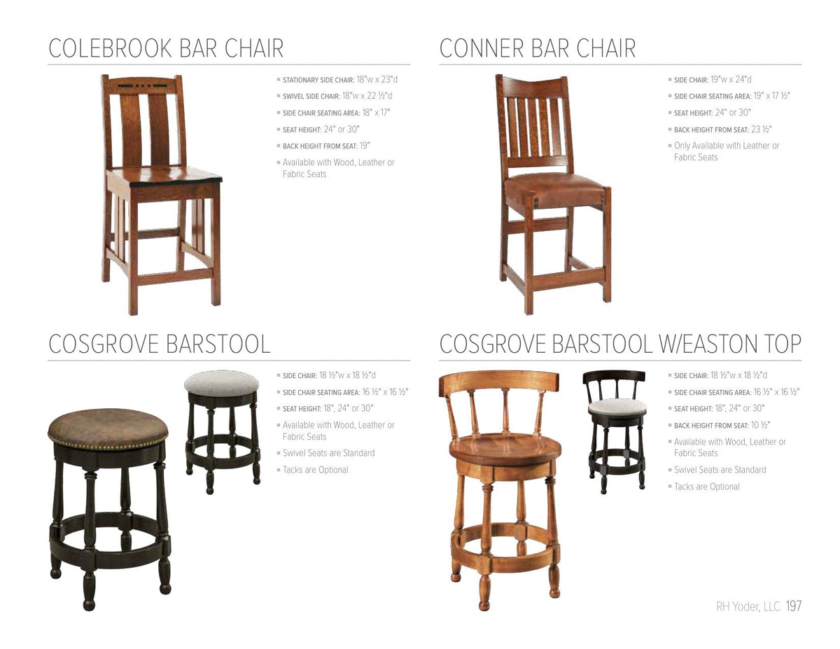 Colebrook Stationary Bar Stool catalog page