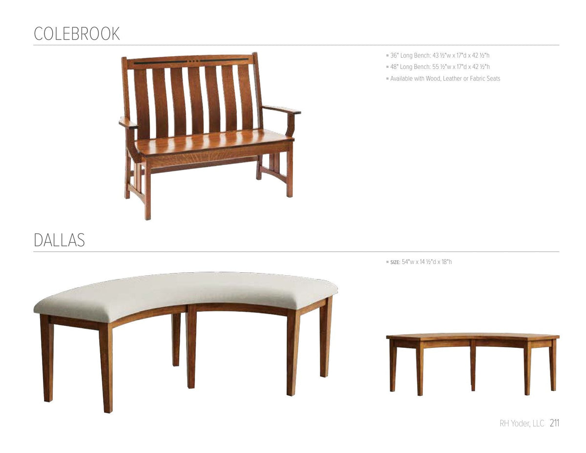 Dallas Curved Bench catalog page