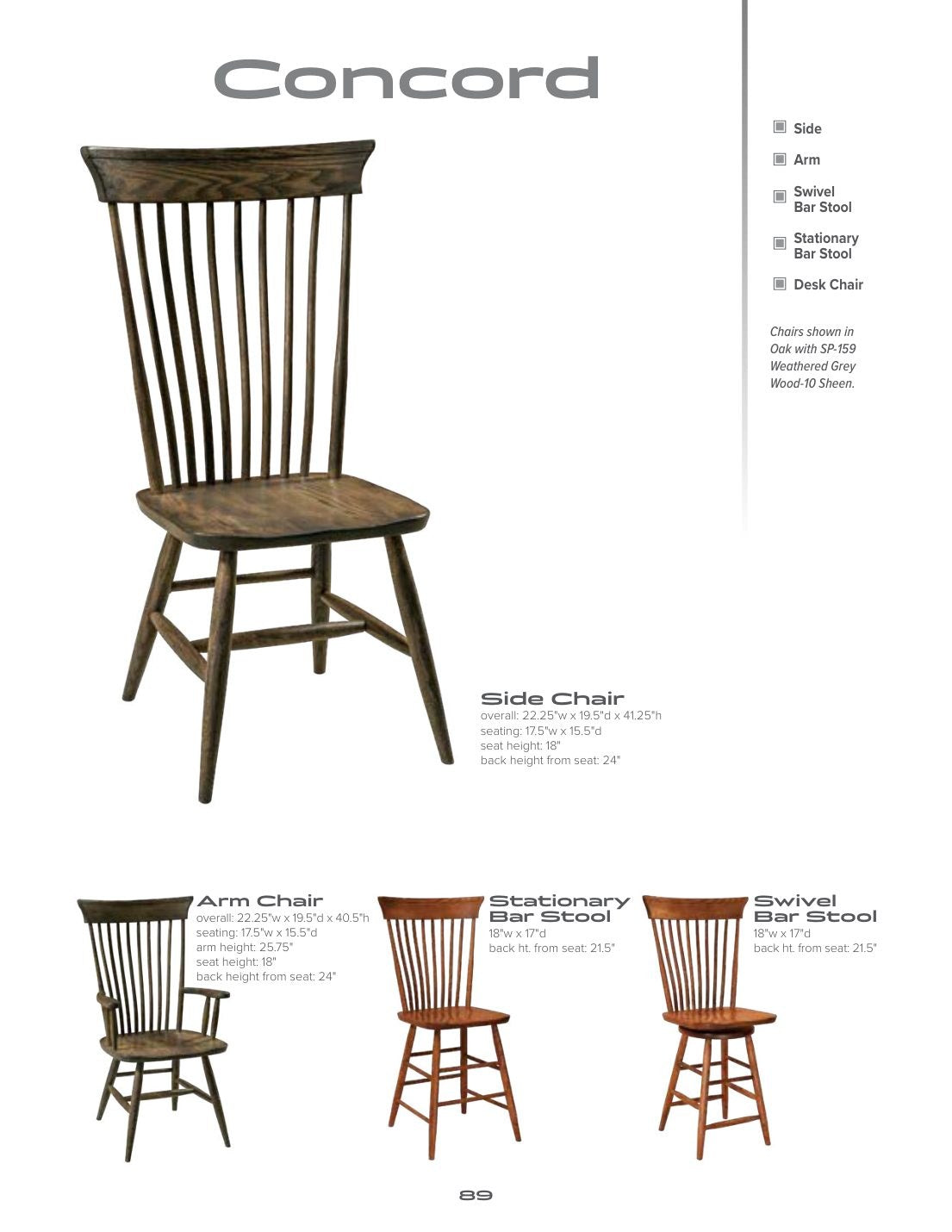 Concord Swivel Bar Stool catalog page