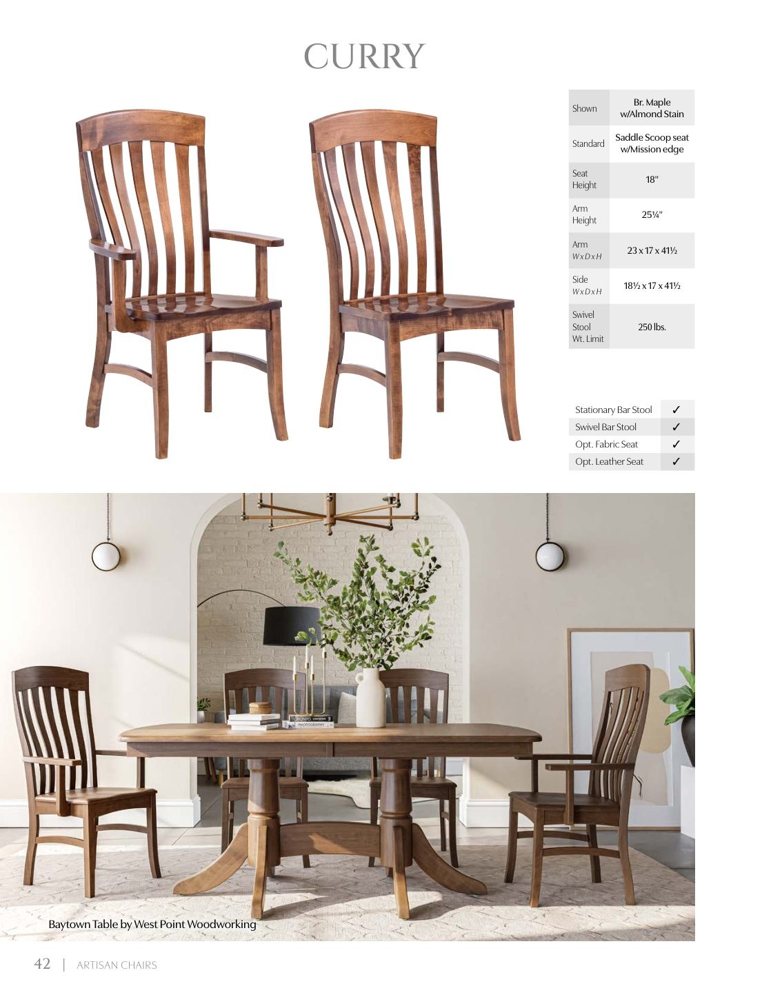 Curry Side Chair catalog page