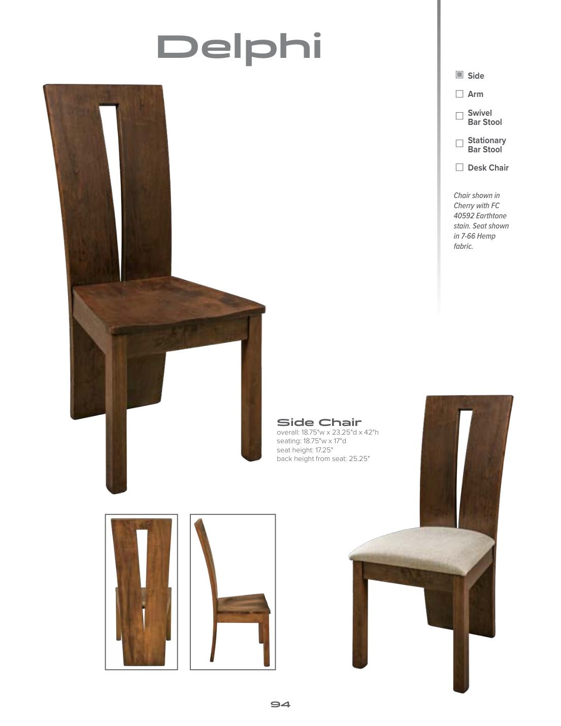 Delphi Side Chair catalog page