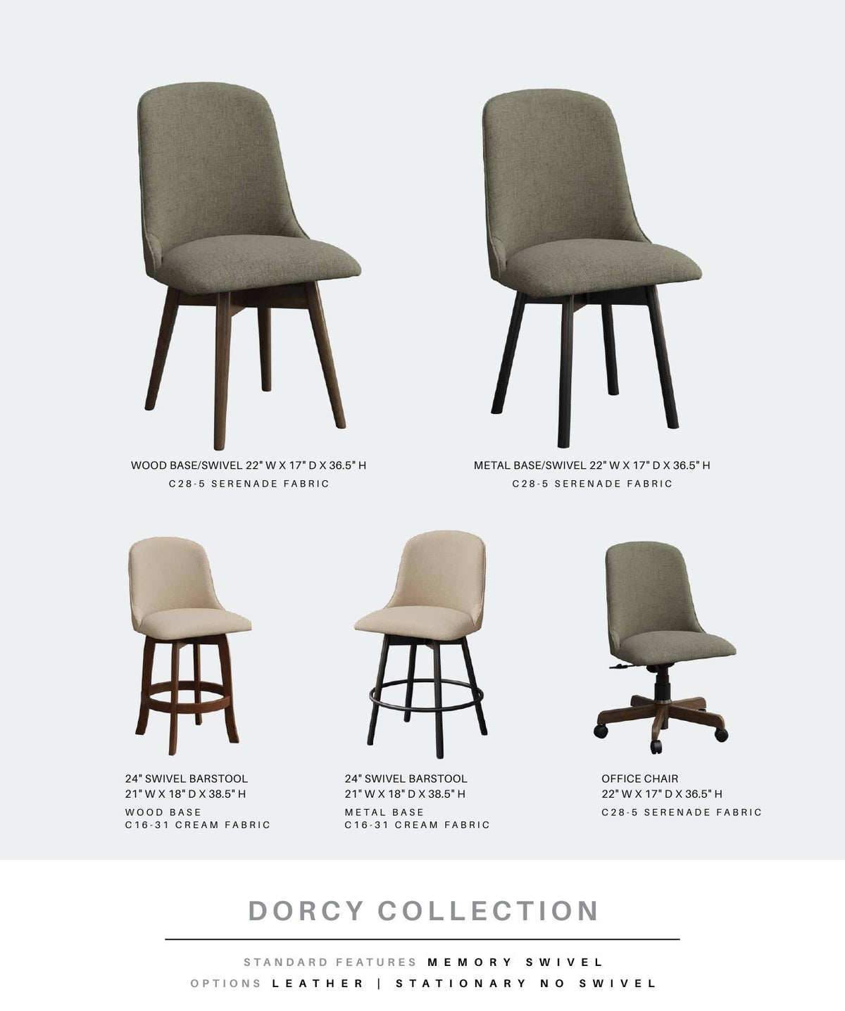 Dorcy Swivel Bar Stool - Metal Base