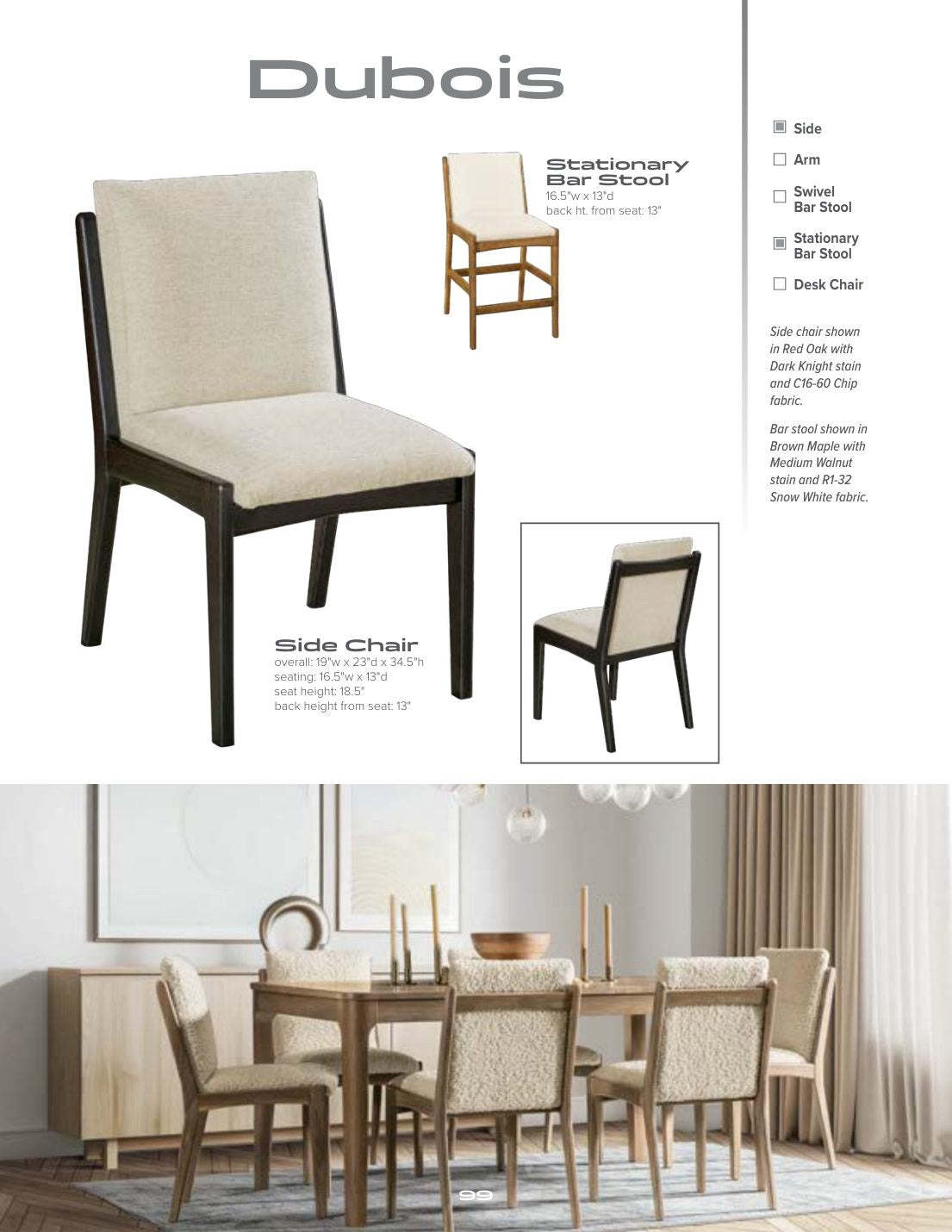 Dubois Stationary Bar Stool catalog page