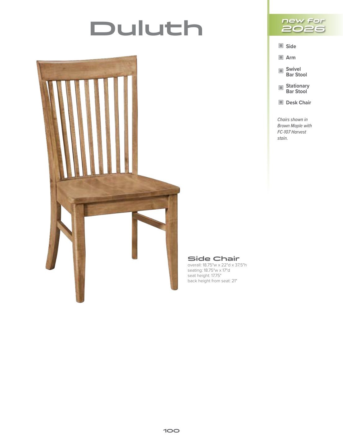 Duluth Side Chair catalog page