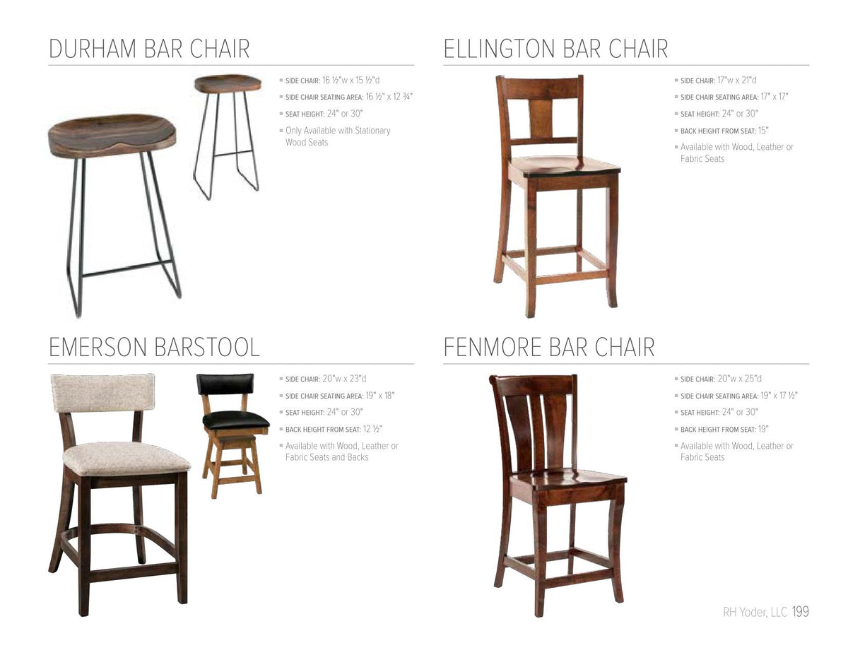 Durham Stationary Bar Stool catalog page