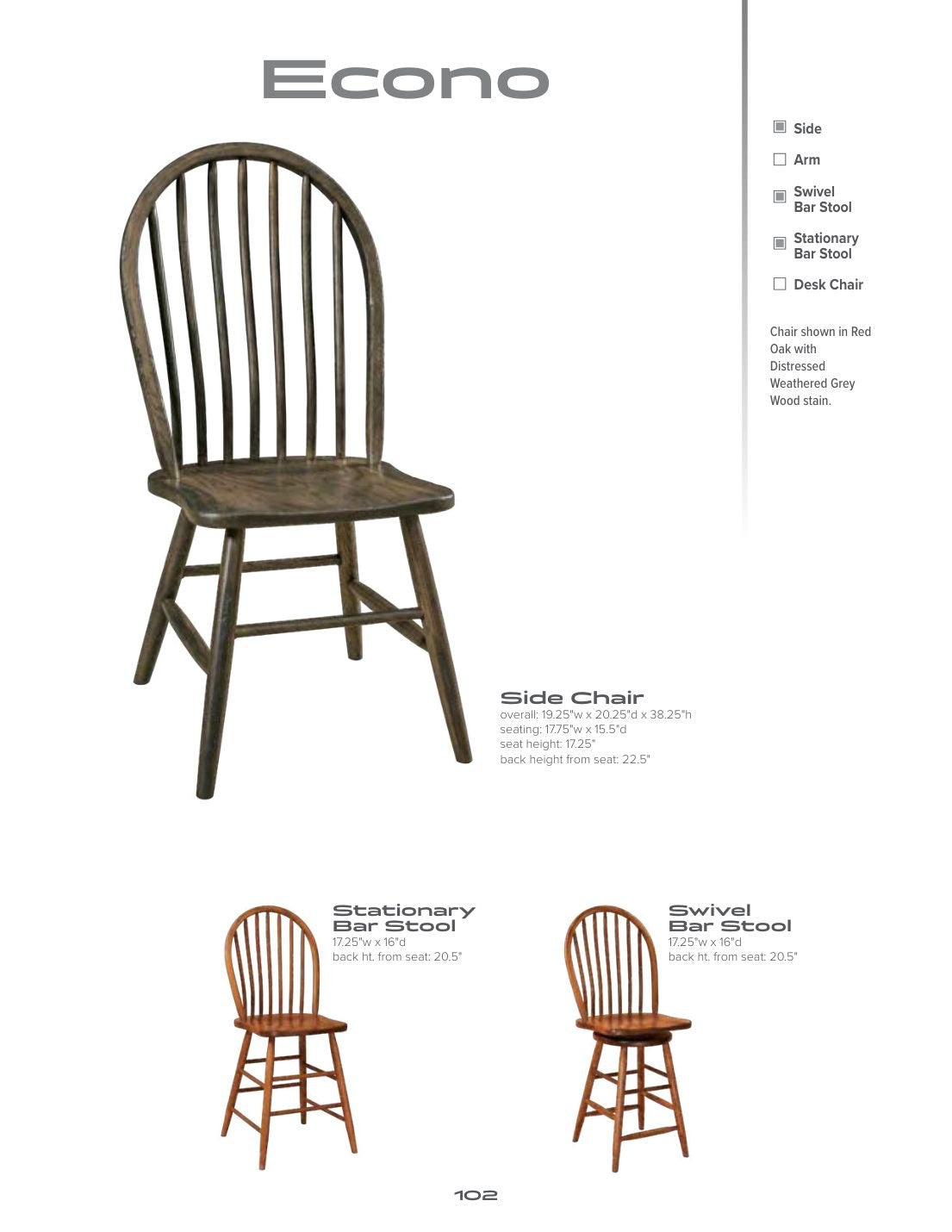 Econo Side Chair catalog page