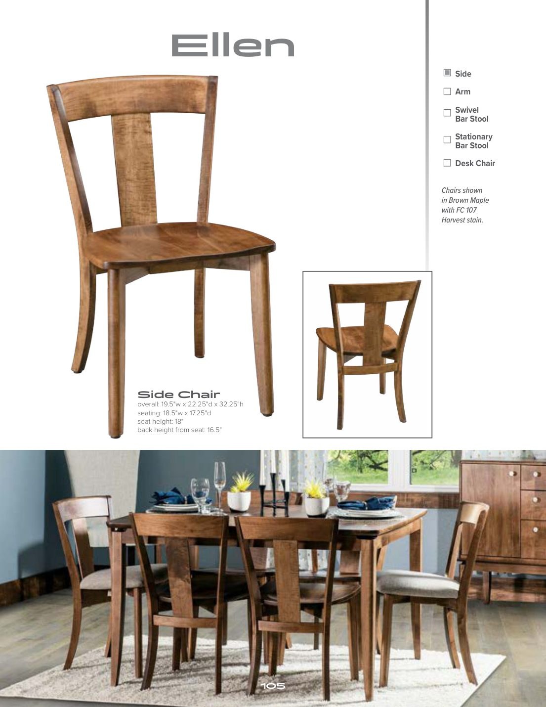 Ellen Side Chair catalog page