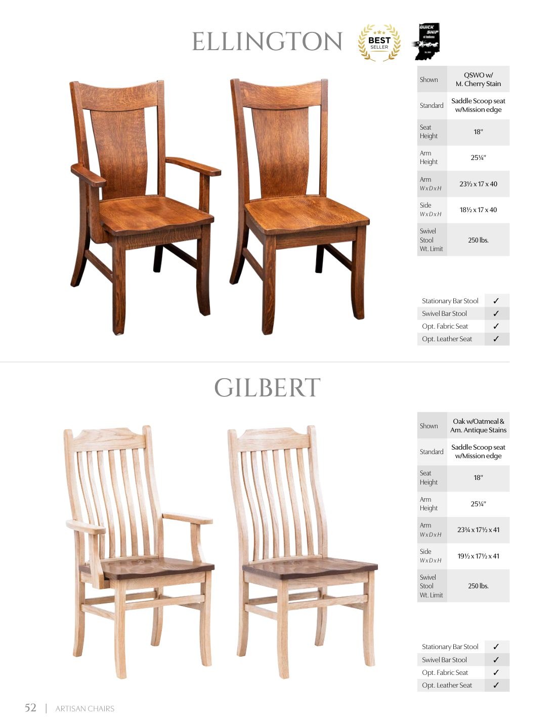 Ellington Arm Chair catalog page
