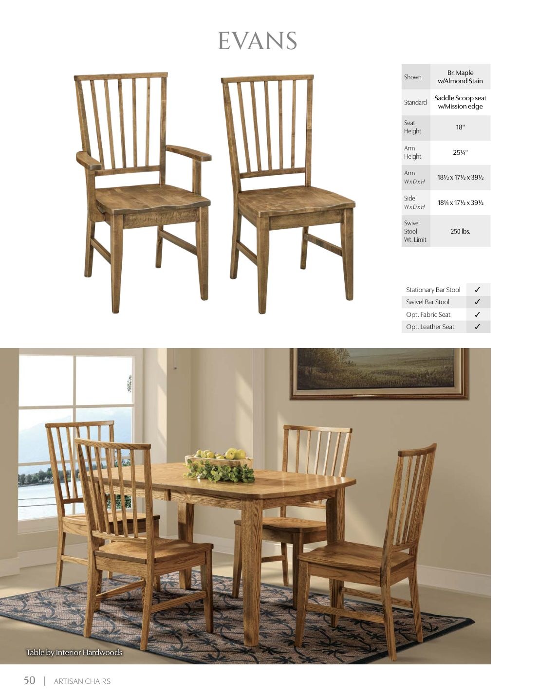 Evans Side Chair catalog page