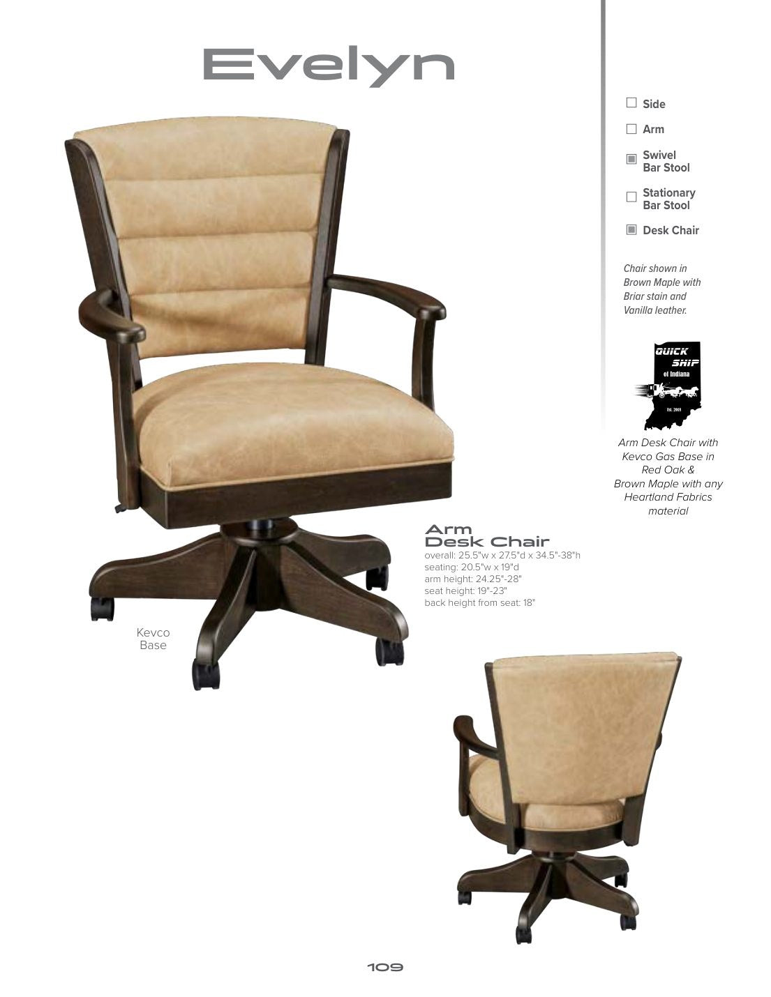 Evelyn Arm Desk Chair catalog page